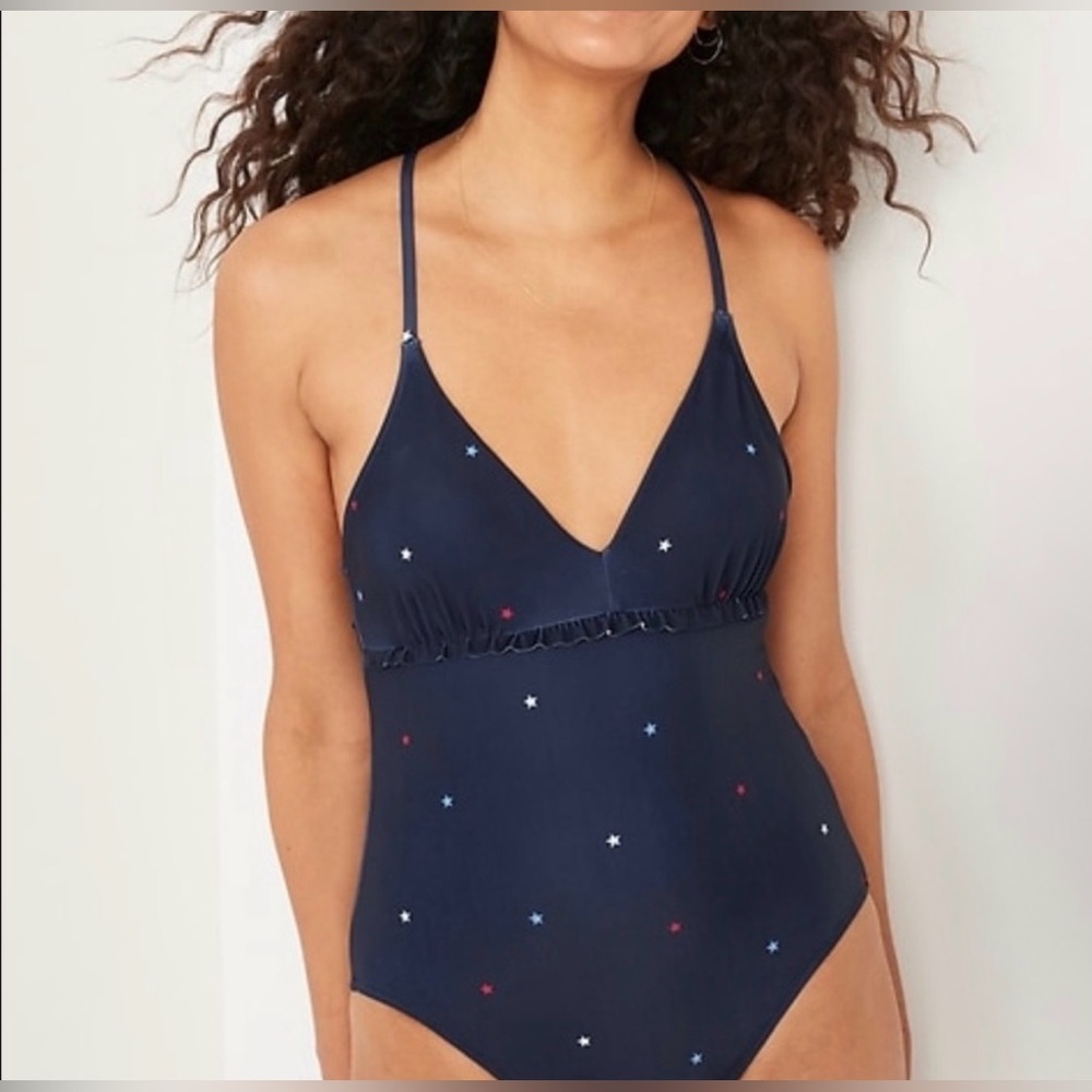 Old Navy Red, White, & Blue Stars One Piece Swimsuit Sz XL NWOT